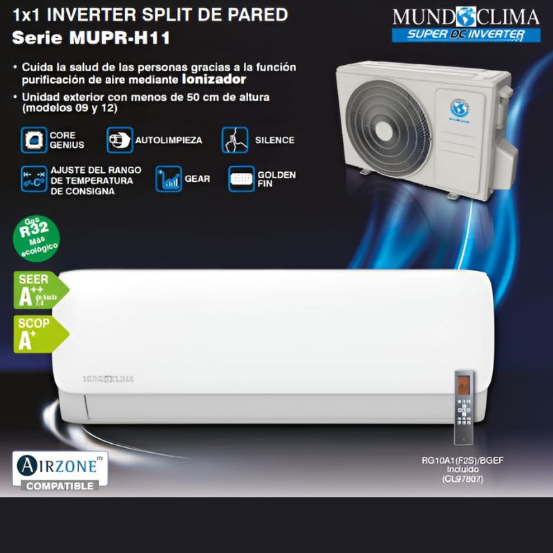 Aire acondicionado MUNDOCLIMA MUPR-12-H11 / 3.027 FRIG A++