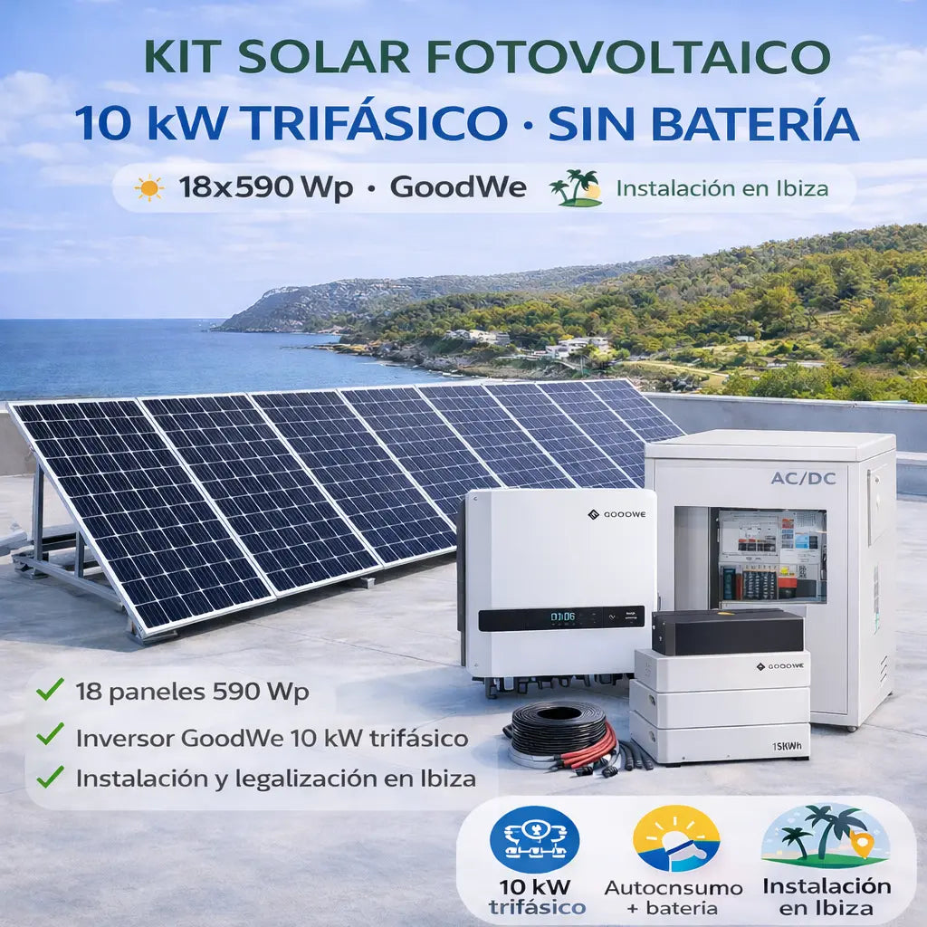 KIT Solar Fotovoltaico 10kW Trifásico Sin Batería | Instalación Ibiza
