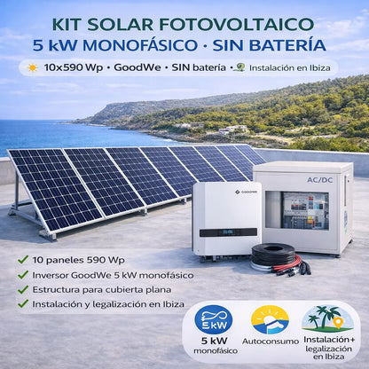 KIT Solar Fotovoltaico 5kW Monofónico Sin Batería | Instalación Ibiza